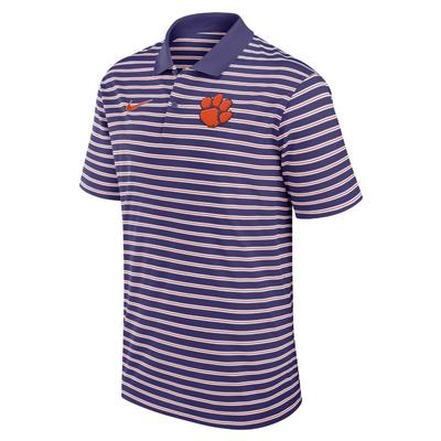 Clemson Nike Victory Stripe Polo PUR/WHT/ORG