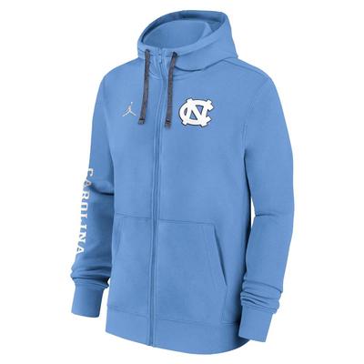 UNC Jordan Brand Team Issue Full Zip Club Hoodie VALOR_BLUE