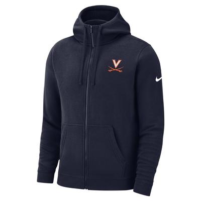 Virginia Nike Club Fleece Full Zip Hoodie