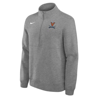 Virginia Nike Club Fleece 1/2 Zip Top DK_HTHR_GREY