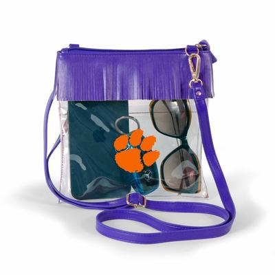 Clemson Judyann Fringe Crossbody Clear Bag