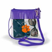  Clemson Judyann Fringe Crossbody Clear Bag