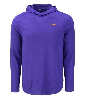 LSU Cutter & Buck Coastline Epic Comfort Hooded Shirt