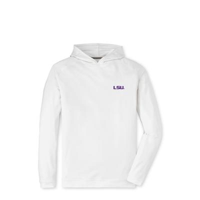 LSU Peter Millar Pine Performance Hoodie WHITE