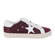  Maroon And White Glitter Star Sneakers