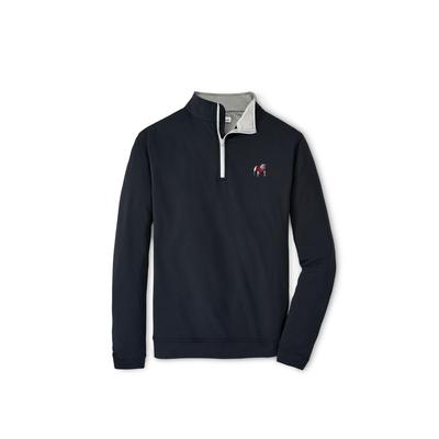 Georgia Standing Bulldog Peter Millar Perth Performance 1/4 Zip Pullover BLACK