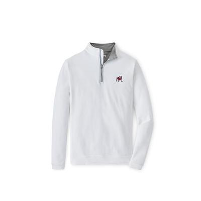 Georgia Standing Bulldog Peter Millar Perth Performance 1/4 Zip Pullover WHITE