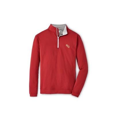 Florida State Diagonal Logo Peter Millar Perth Performance 1/4 Zip Pullover MAROON