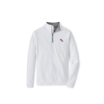 Florida State Diagonal Logo Peter Millar Perth Performance 1/4 Zip Pullover WHITE