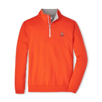 Virginia Peter Millar Perth Performance 1/4 Zip Pullover ORANGE