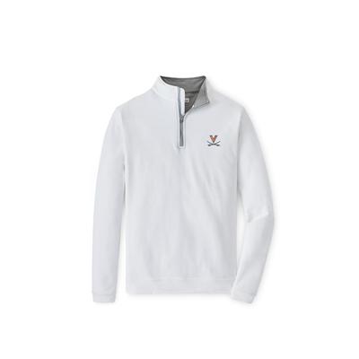 Virginia Peter Millar Perth Performance 1/4 Zip Pullover WHITE