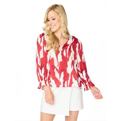 Crimson and White Stewart Simmons The Abstract 3/4 Sleeve Blouse