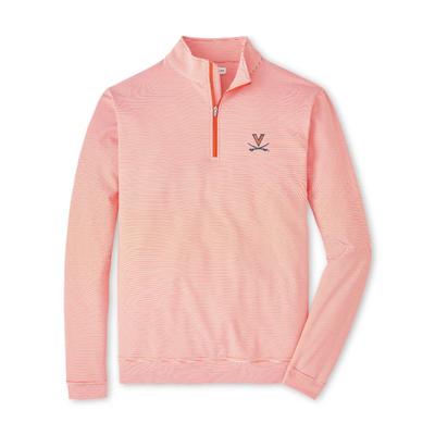 Virginia Perth Sugar Stripe Performance 1/4 Zip Pullover ORANGE