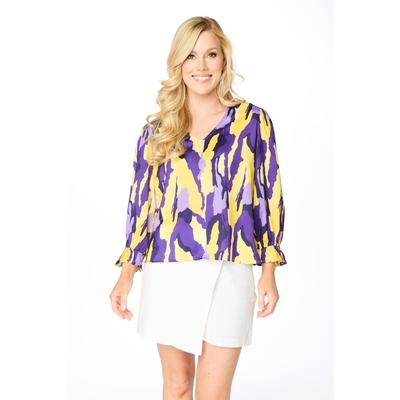 Purple and Gold Stewart Simmons The Abstract 3/4 Sleeve Blouse