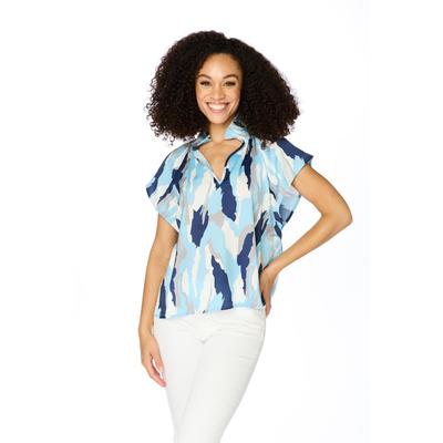 Light Blue and Navy Stewart Simmons The Abstract Blouse