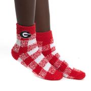  Georgia Zoozatz Buffalo Check Fuzzy Socks