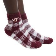  Virginia Tech Zoozatz Buffalo Check Fuzzy Socks