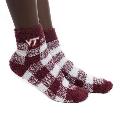 Virginia Tech ZooZatz Buffalo Check Fuzzy Socks