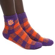  Clemson Zoozatz Buffalo Check Fuzzy Socks