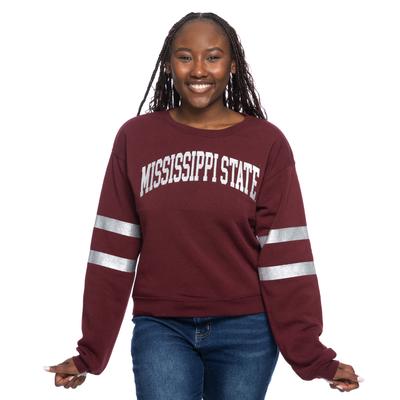 Mississippi State Zoozatz Women's Glitter Sleeve Crew