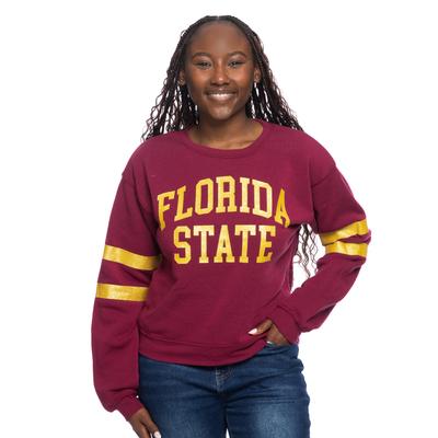 Florida State Zoozatz Women's Glitter Sleeve Crew