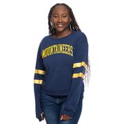  West Virginia Zoozatz Women's Glitter Sleeve Crew