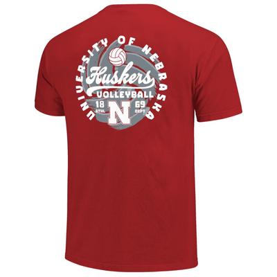 Nebraska Painted Volleyball Script Comfort Colors Tee