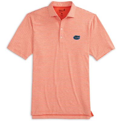 Florida Johnnie-O Clipper Striped Jersey Performance Polo ORANGE