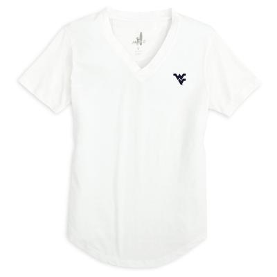 West Virginia Johnnie-O Women's Meredith V-Neck Tee WHITE