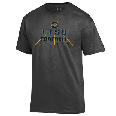 ETSU Champion Logo Wordmark Football Over Field Tee