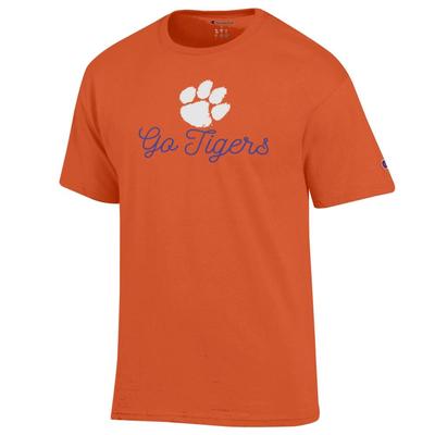 Clemson Champion Women's Logo Over Script Tee