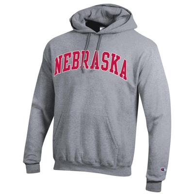 Nebraska Champion Arch Hoodie HTHR_GREY