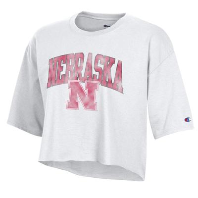 Nebraska Champion Women's Giant Arch Boyfriend Cropped Tee