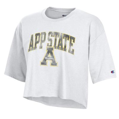 App State Champion Women's Giant Arch Boyfriend Cropped Tee