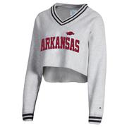  Arkansas Champion Women's Reverse Weave Higher Ed Cropped V- Neck