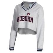  Auburn Champion Women's Reverse Weave Higher Ed Cropped V- Neck