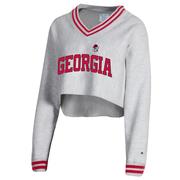  Georgia Champion Women's Reverse Weave Higher Ed Cropped V- Neck