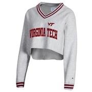  Virginia Tech Champion Women's Reverse Weave Higher Ed Cropped V- Neck