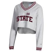  Mississippi State Champion Women's Reverse Weave Higher Ed Cropped V- Neck