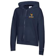  West Virginia Champion Women's Logo Line Script Powerblend Full Zip