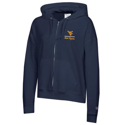 West Virginia Champion Women's Logo Line Script Powerblend Full Zip