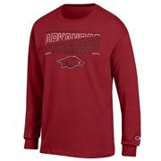  Arkansas Champion Split Color Straight Long Sleeve Tee