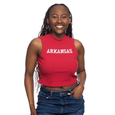 Arkansas Zoozatz Mock Neck Ribbed Tank Top