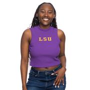  Lsu Zoozatz Mock Neck Ribbed Tank Top