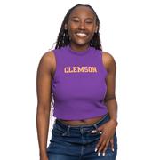  Clemson Zoozatz Mock Neck Ribbed Tank Top