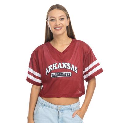 Arkansas Zoozatz V-Neck Mesh Football Tee