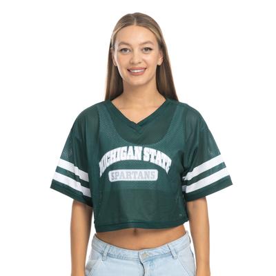 Michigan State Zoozatz V-Neck Mesh Football Tee