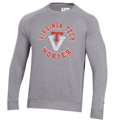 Virginia Tech Champion Vault Triumph Fleece Raglan Crew HERITAGE_GREY