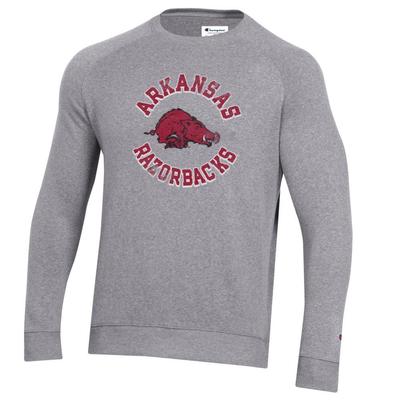 Arkansas Champion Vault Triumph Fleece Raglan Crew