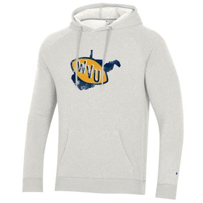 West Virginia Champion Vault State Triumph Fleece Raglan Hoodie PEBBLESTONE